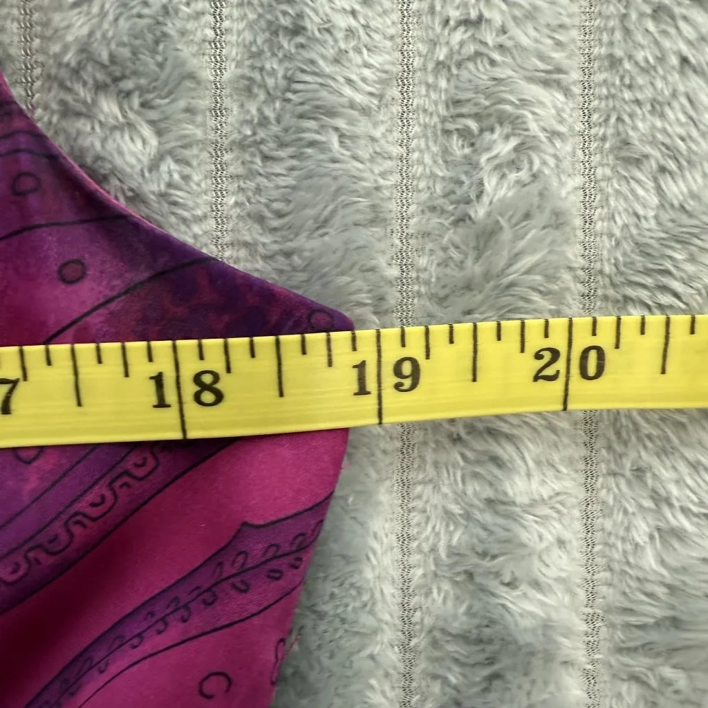 Ralph Lauren Dress Size 10 Pink Fuchsia Paisley‎ Sleeveless A-Line Surplice Midi - Image 6