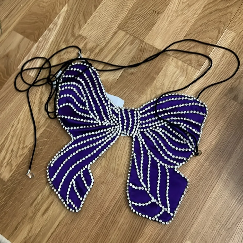 NWT AREA PURPLE crystal bow top Size XS - Image 5