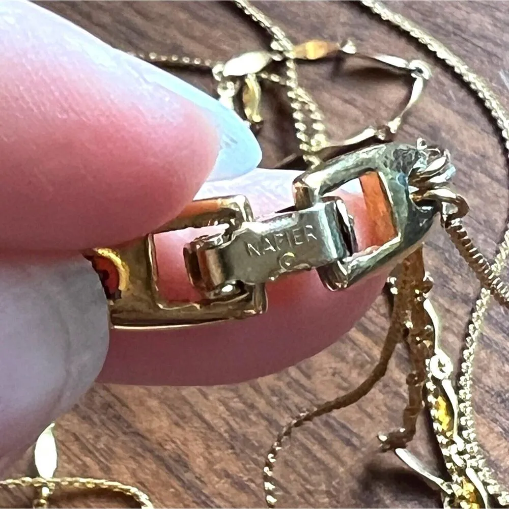 Vintage Napier Multi Strand Necklace and Carl Art Locket Rectangle Gold Tone - Image 11