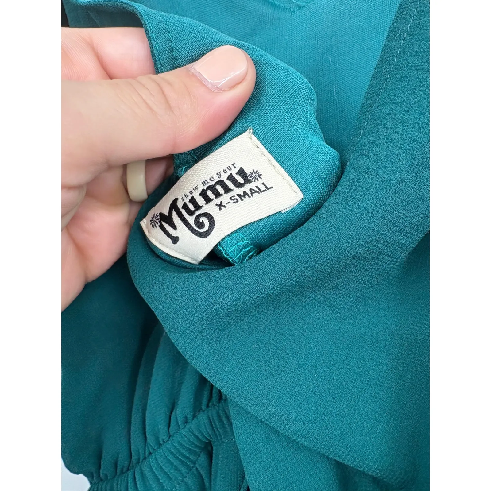 Show Me Your Mumu Teal V Neck Sleeveless Empire Waist Maxi Dress XSmall - Image 7