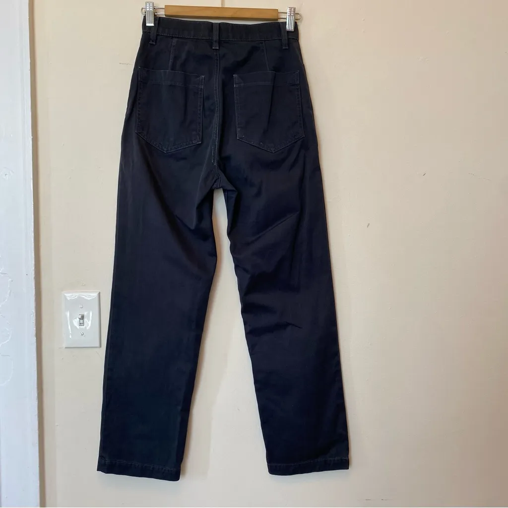 REFORMATION Alicia High Rise Straight Leg Button Fly Cargo Pants Navy/Gray Sz 25 - Image 8