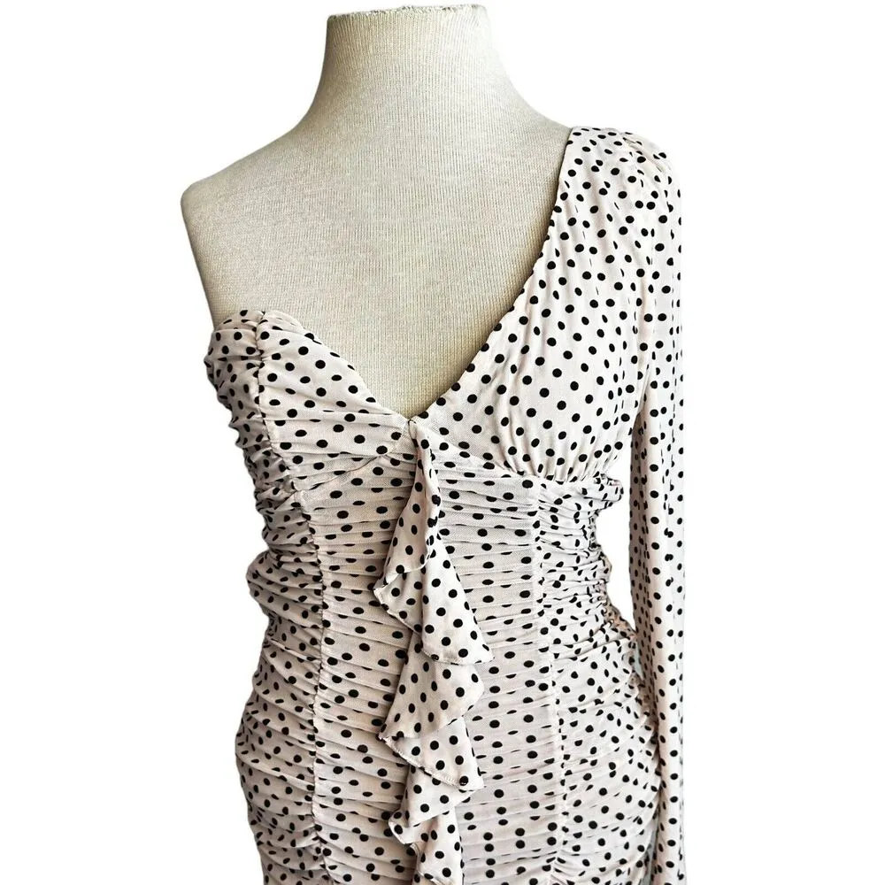 Majorelle SIZE LARGE Dress Karissa Mini One Shoulder Pink Polka Dot REVOLVE - Image 3