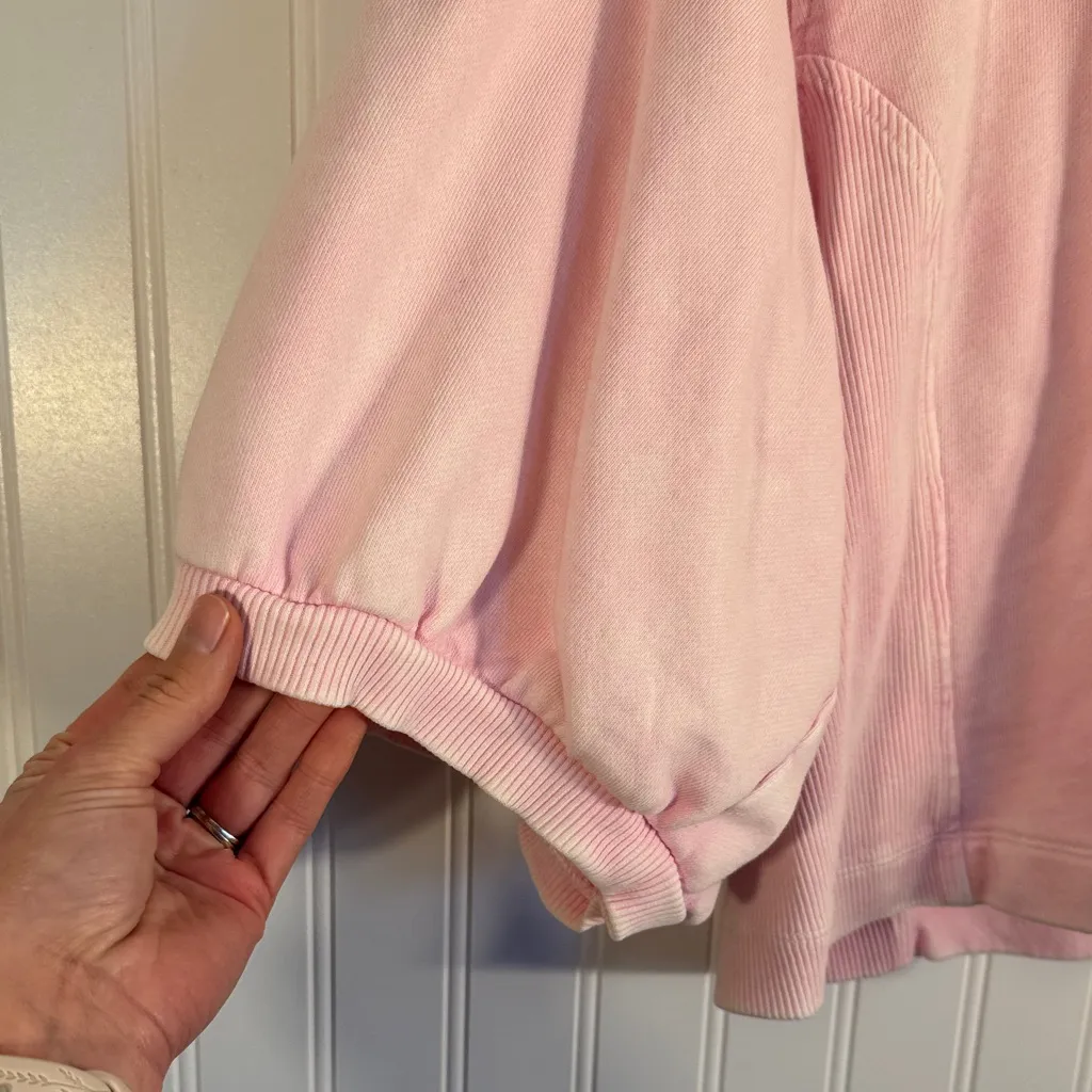 Aerie Seams Right Short Puff Sleeve Cropped Sweatshirt Light Pink Size XXL - Image 3