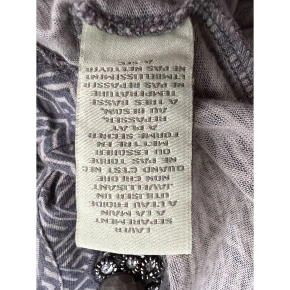 Anthropologie Deletta Women's Gray & Cream Jeweled Neckline Tank Top Size S - Image 8