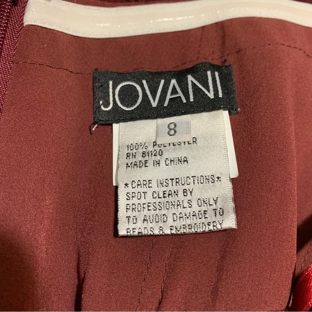 Jovani 04461 Knee Length Glittery Burgundy Cocktail Dress Size 8 - Image 6