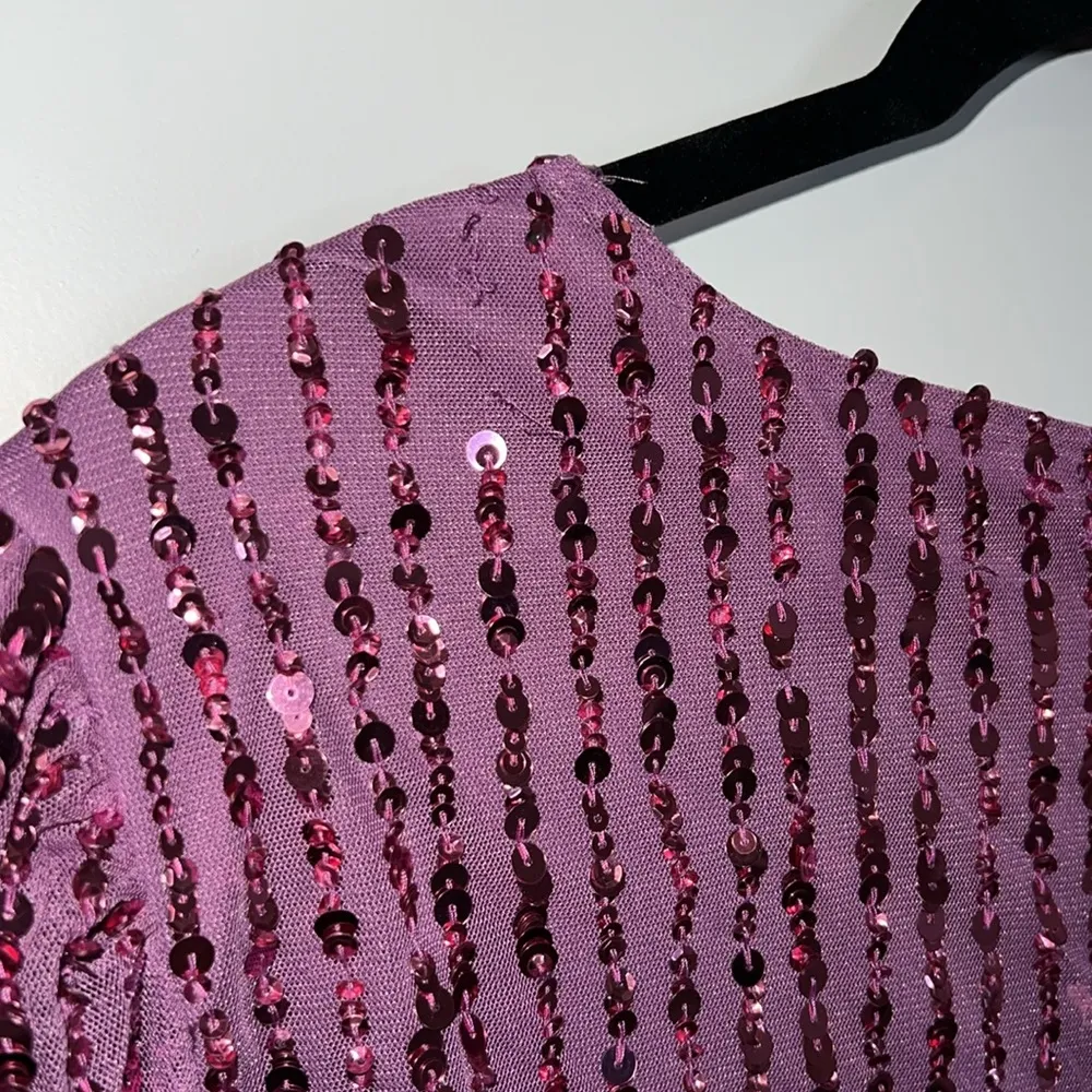 NWT  5720 - Mauve Sequined Wrap Over Bishop Long Sleeve Gown - Image 7