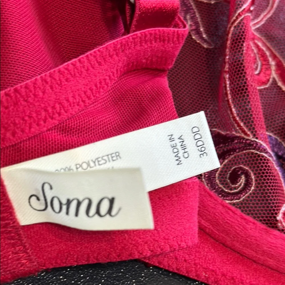 Sensuous Lace Unlined Ruby/Majestic Plum Bra Size 36DDD Red - Image 6