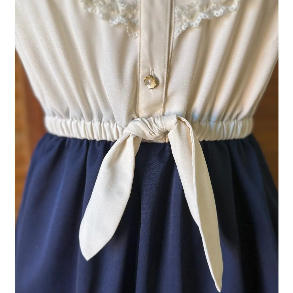 Liz Lisa Penderie Lolita Jirai Gyaru Dollcore White & Blue Heart Tie Dress S - Image 4