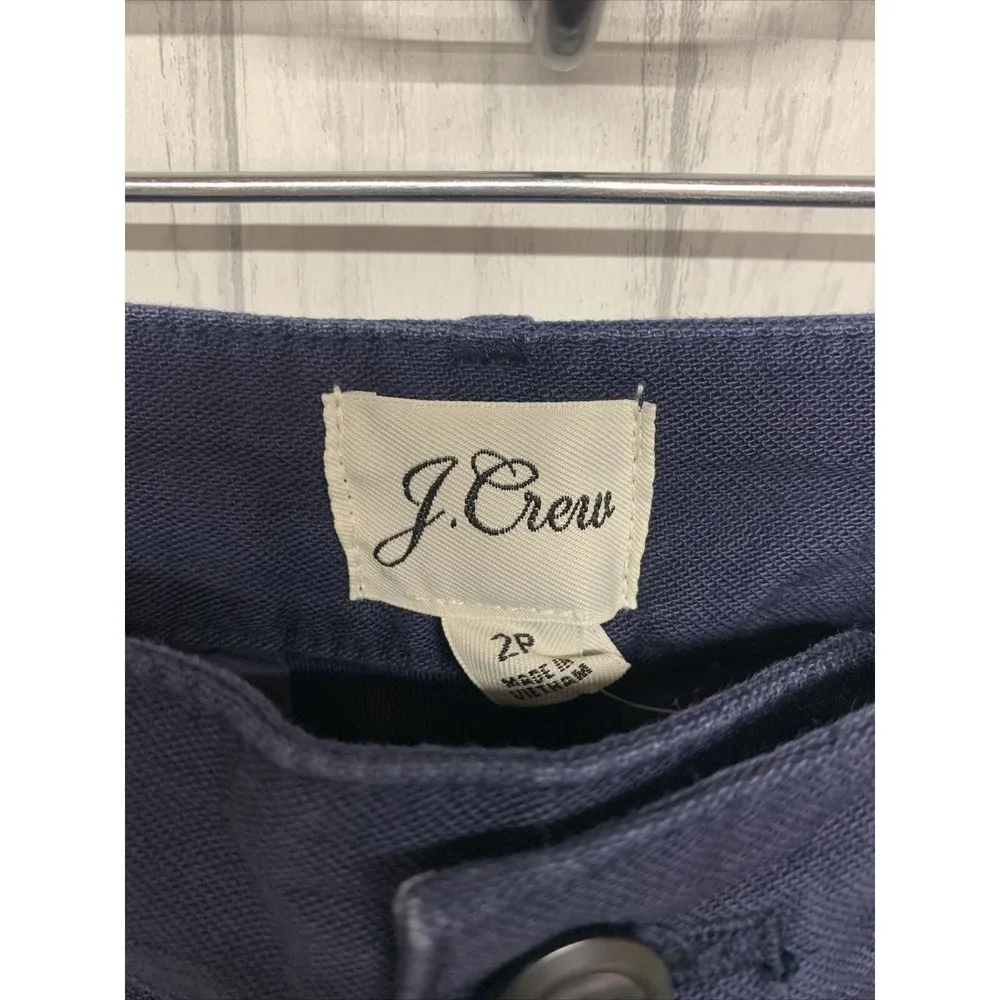 Womens Size 2P J.Crew Navy Blue Twill Straight Leg Pants NWT - Image 2