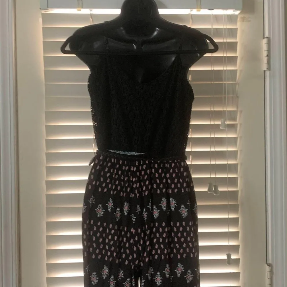 As U Wish / S / Black Crochet Floral Jumpsuit - Image 6