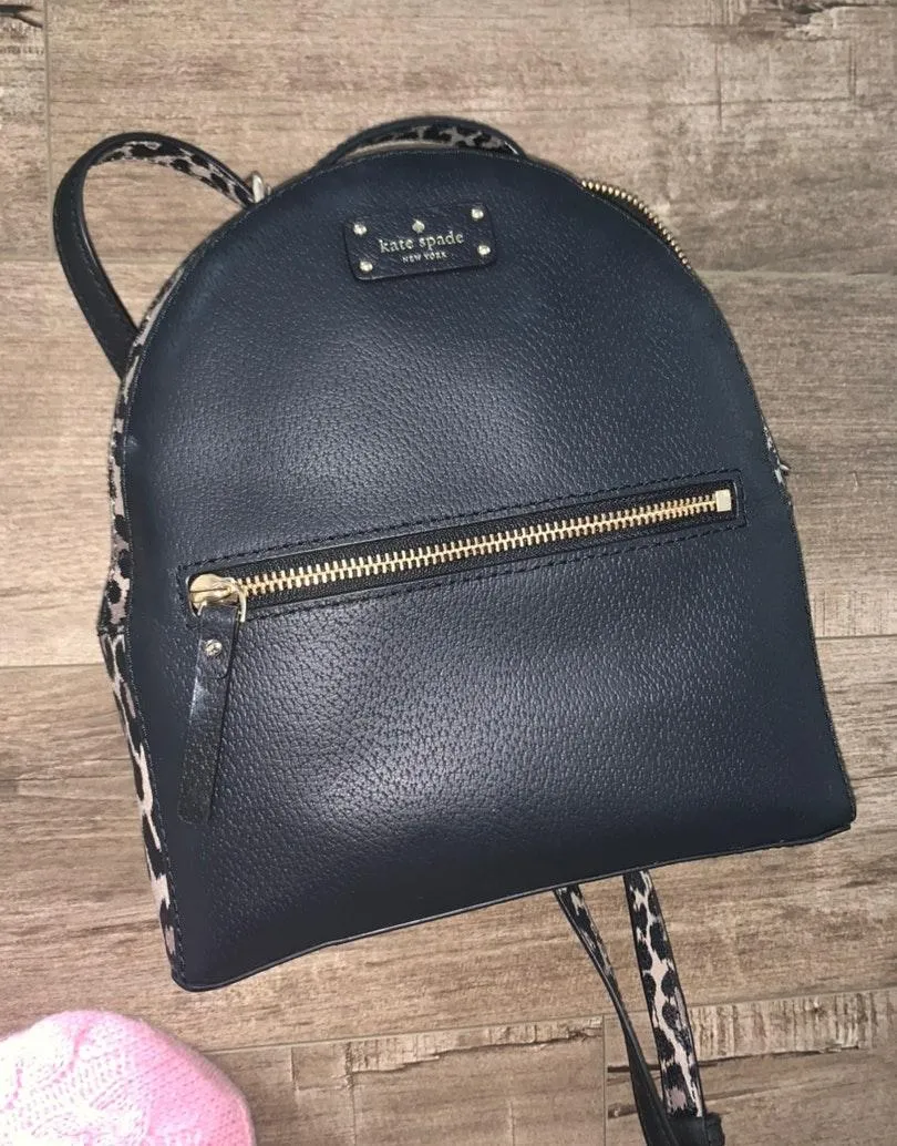 Kate Spade Leopard Print & Black Backpack - Image 5