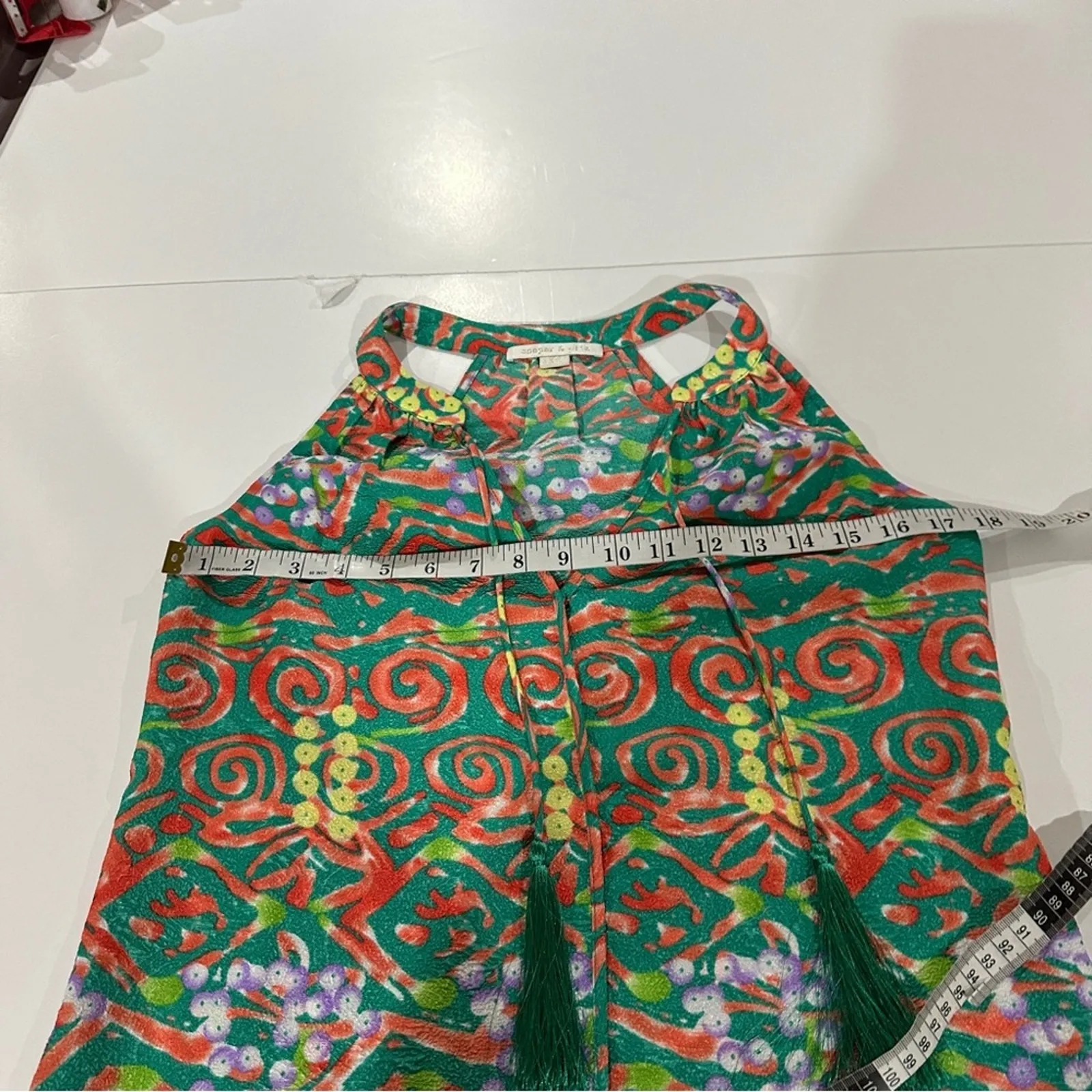 Copper & Ella Coral Reef Print Sleeveless Laya Tassel‎ Top Size S - Image 9