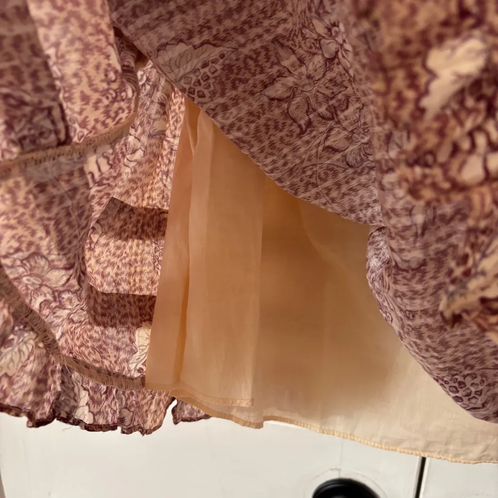 Ulla Johnson Raquel Midi Skirt Tie Front Detail Floral Ruffle Tiered Size 0 XS - Image 10