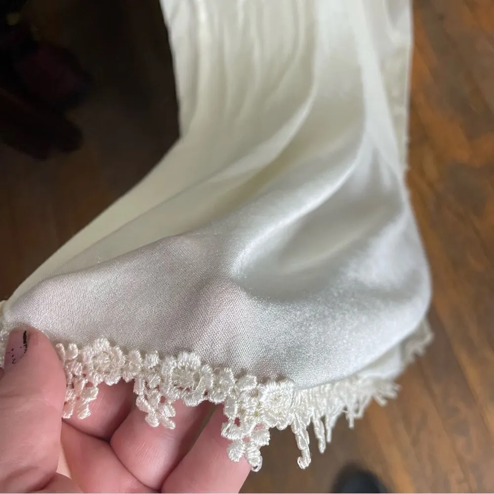 Vintage‎ 70s Bohemian Peasant Hippie Jersey Lace Top Empire Wedding Gown Train 2 - Image 7