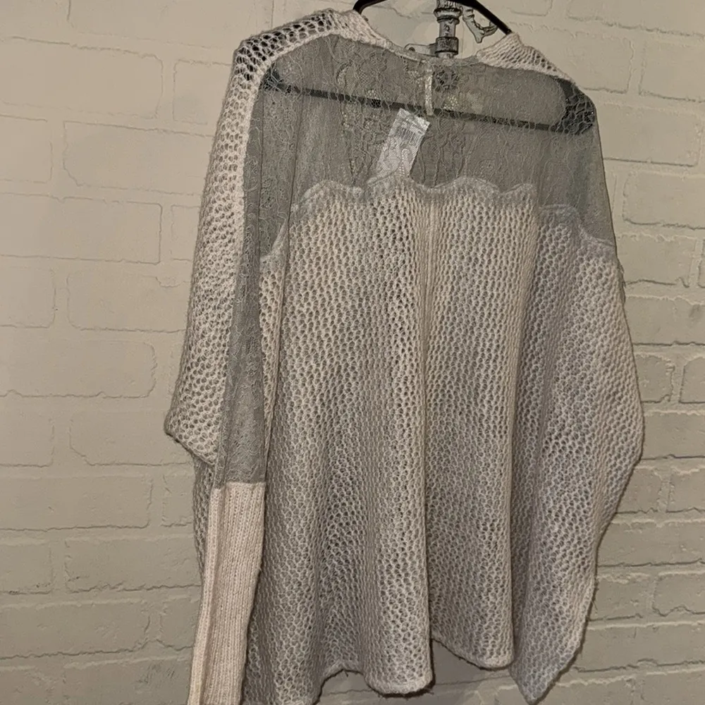 Free people Sweater cardigan lace knit soft wool alpaca blend NEW large - Image 4