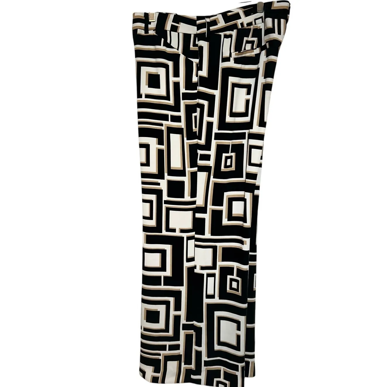 Chico's Women's Deco Square Print Black Gold White Wide Leg Pants Size 3 = 16 XL Size L - Image 4
