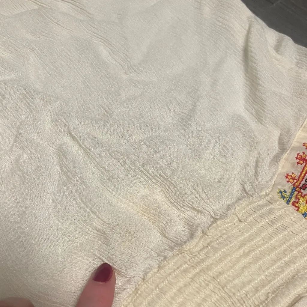 Free People Cream Dress with Colorful Embroidery - Image 6