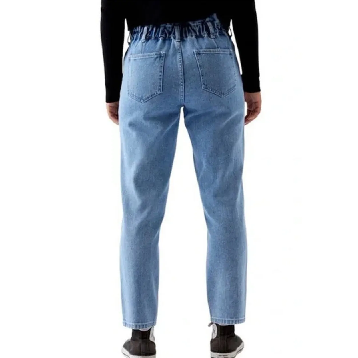 PacSun Mom Jean in Medium Blue Denim Wash. Size M. Paperbag Waist - Image 9