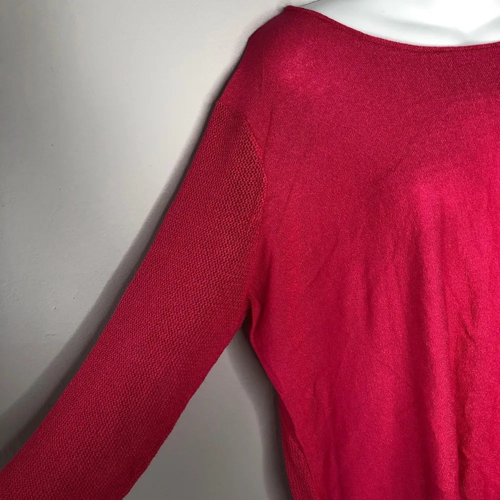 PHILOSOPHY Pink Wide Neck Split Hem Crochet Knit Back Top - Image 2