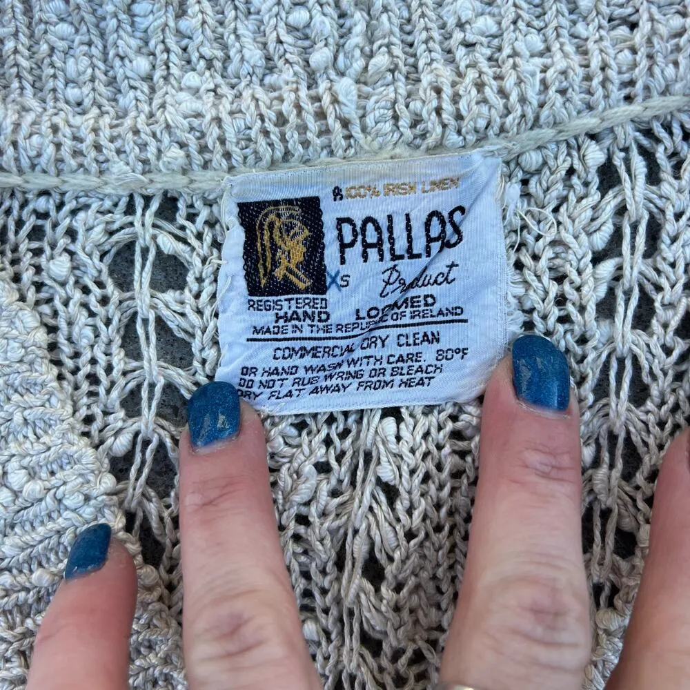 Vintage Pallas 100% Irish Linen Open Weave 3D Cardigan Boho Cottagecore Earthy S - Image 2