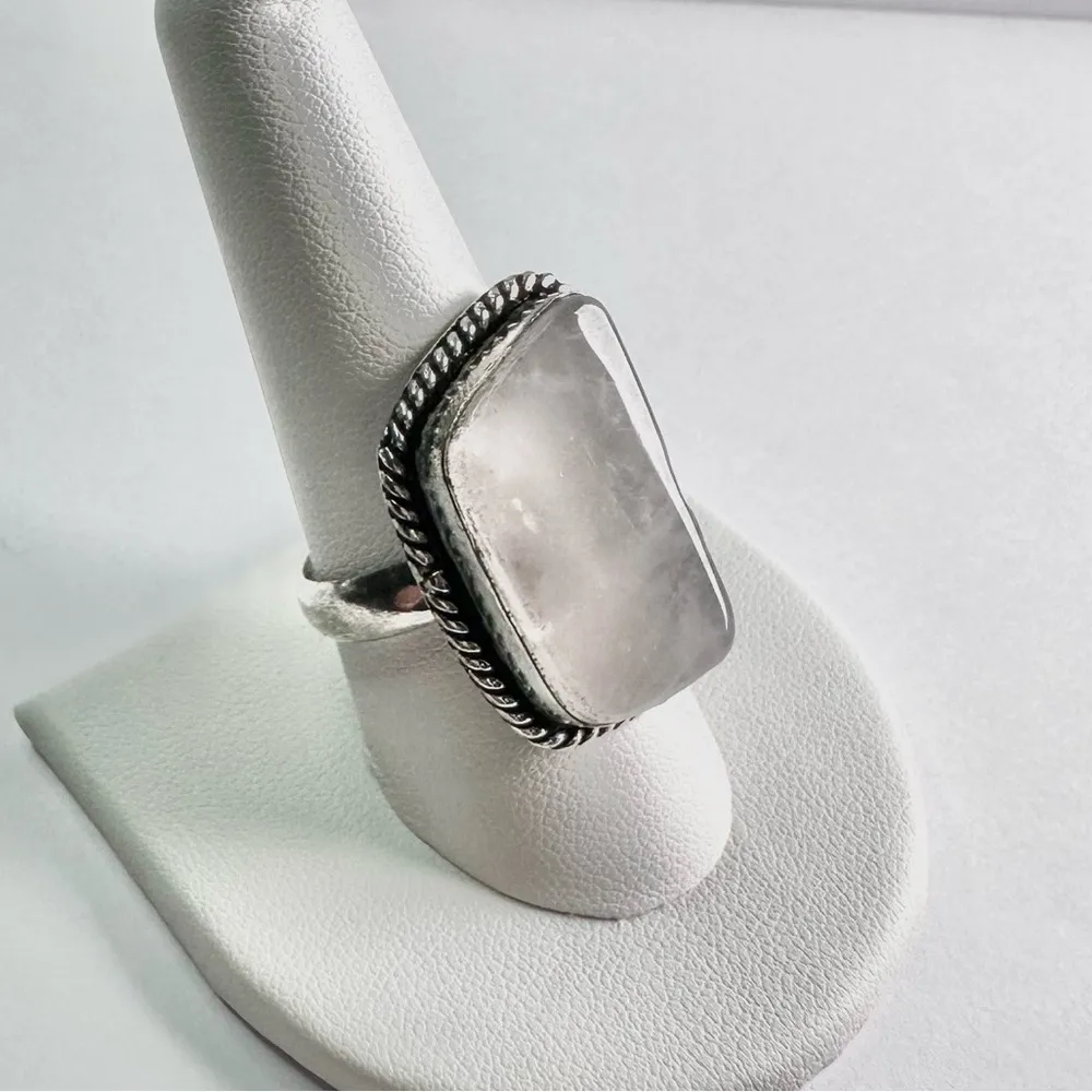 SMOKY Rose Quartz Genuine Stone 925 Sterling Silver Ring - Image 2