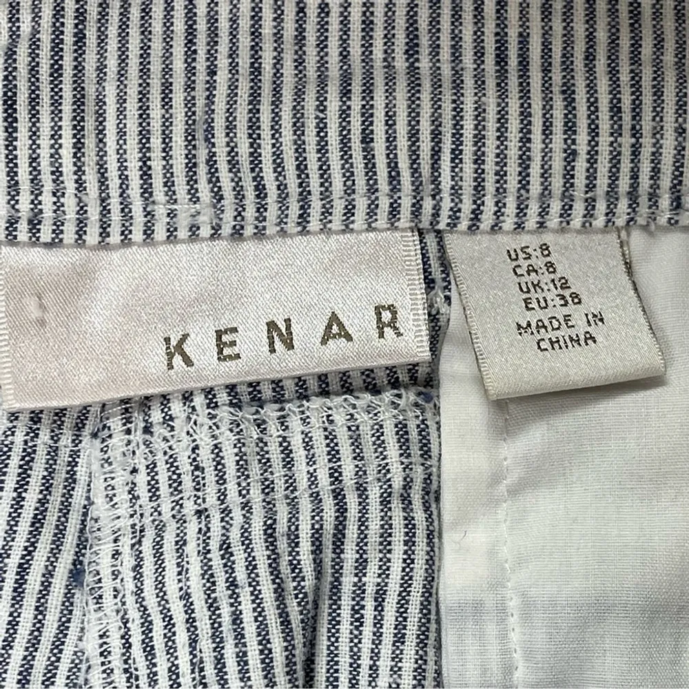 NWT KENAR - linen cotton blend mini skirt striped with drawstring Sz 8 - Image 7