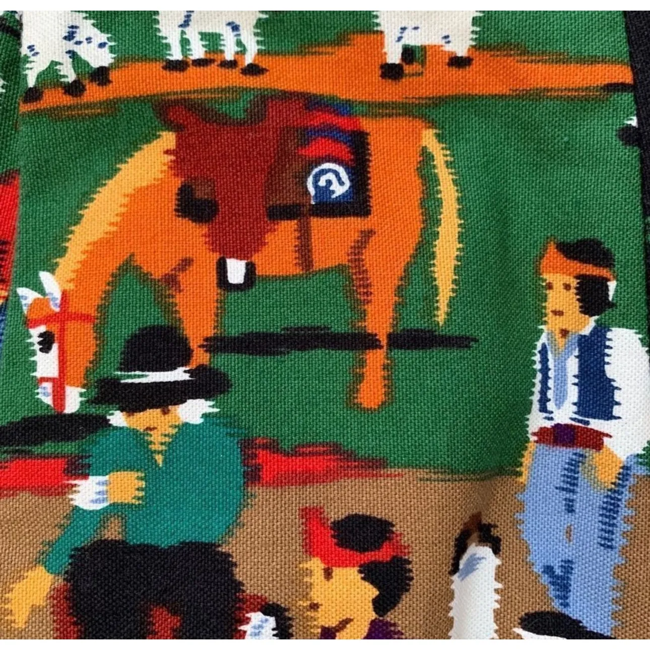 Vintage Native American Folk Art High Waisted Tailored Cotton Shorts Small Boho Red - Image 6