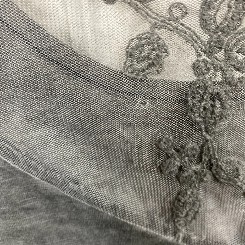 Whimsy Goth Long Sleeve Lace Sleeves Asymmetrical Shirt Black Top Lace Medium Gray - Image 7