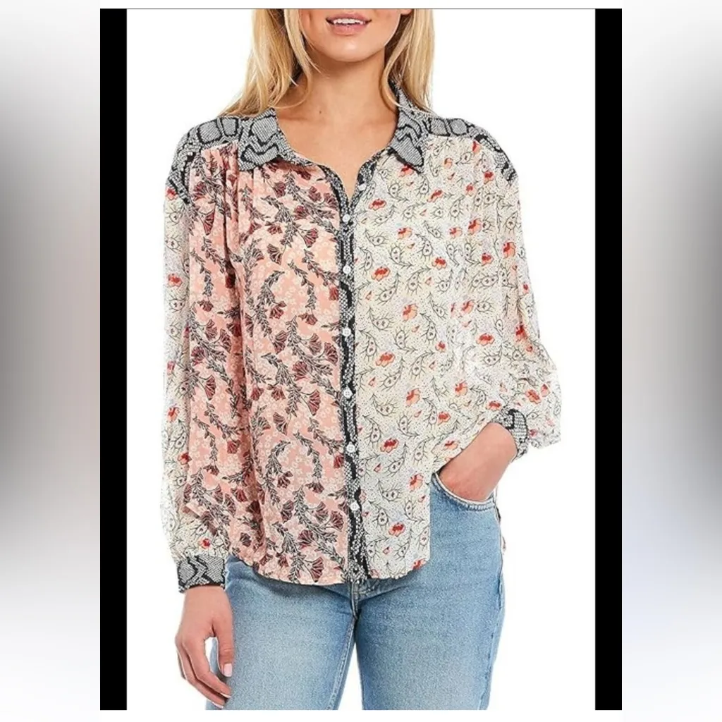 Free People Dani Button Up Blouse women’s size medium - Image 4