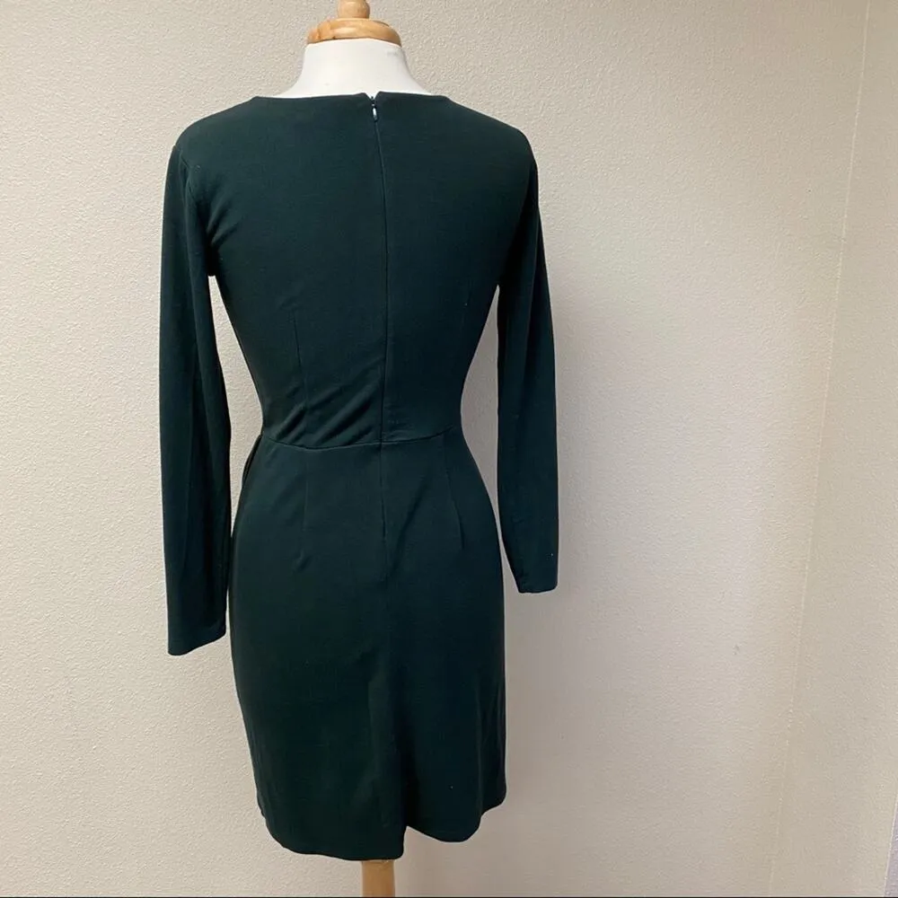 LOFT Forest Green Shirred Top Wrap Dress 0 - Image 3