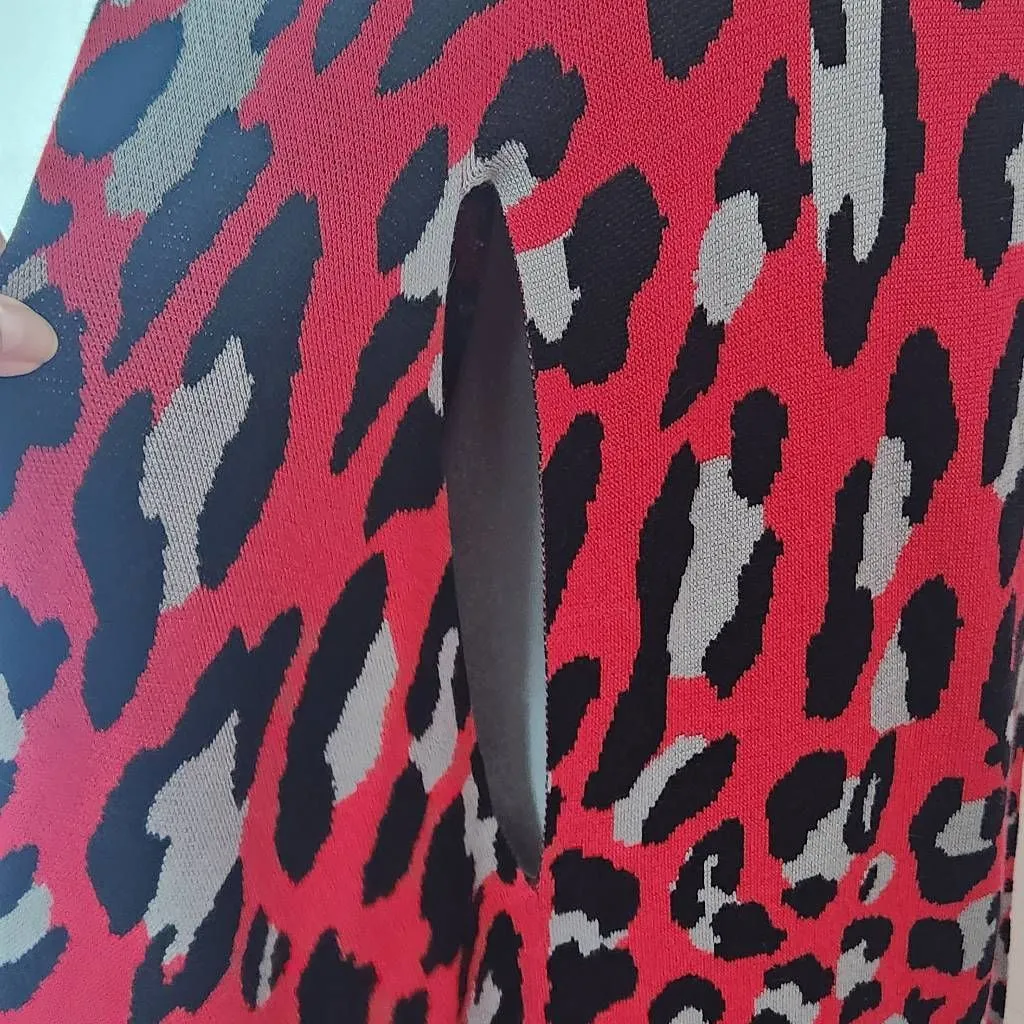 Colleen Lopez Red Leopard Print Open Front Shrug Size XL/1X Red Leopard Cardigan - Image 5