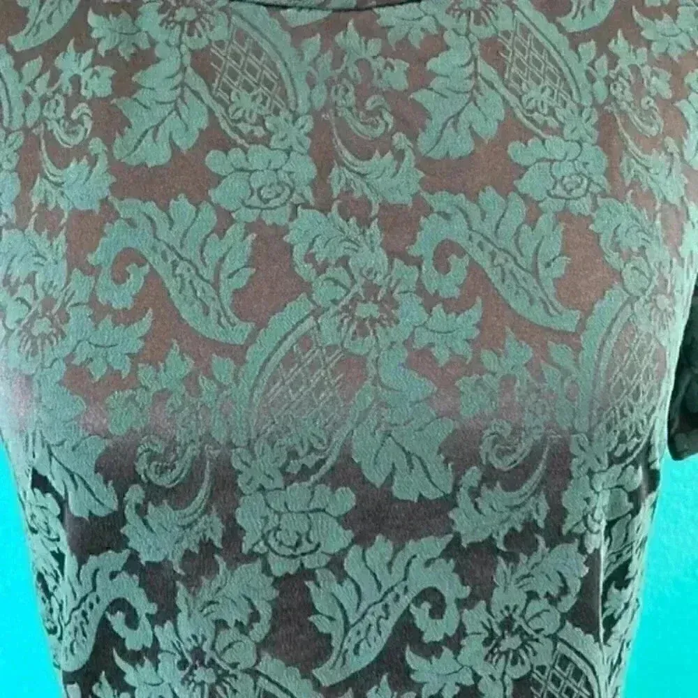 ⭐️ Halogen dark greenish blue floral patterned top in size small - Image 2