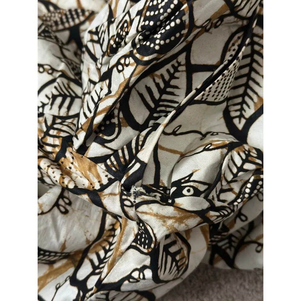 Handmade Puff Sleeve Botantical Print Neutral Babydoll Sqaure Neck / Back Top - Image 10