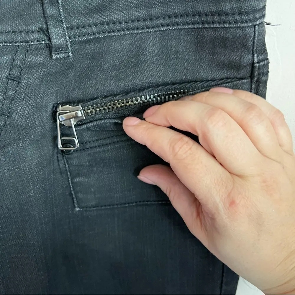 MNG Washed Black Moto Skinny Textured‎ Denim Jeans - Image 3