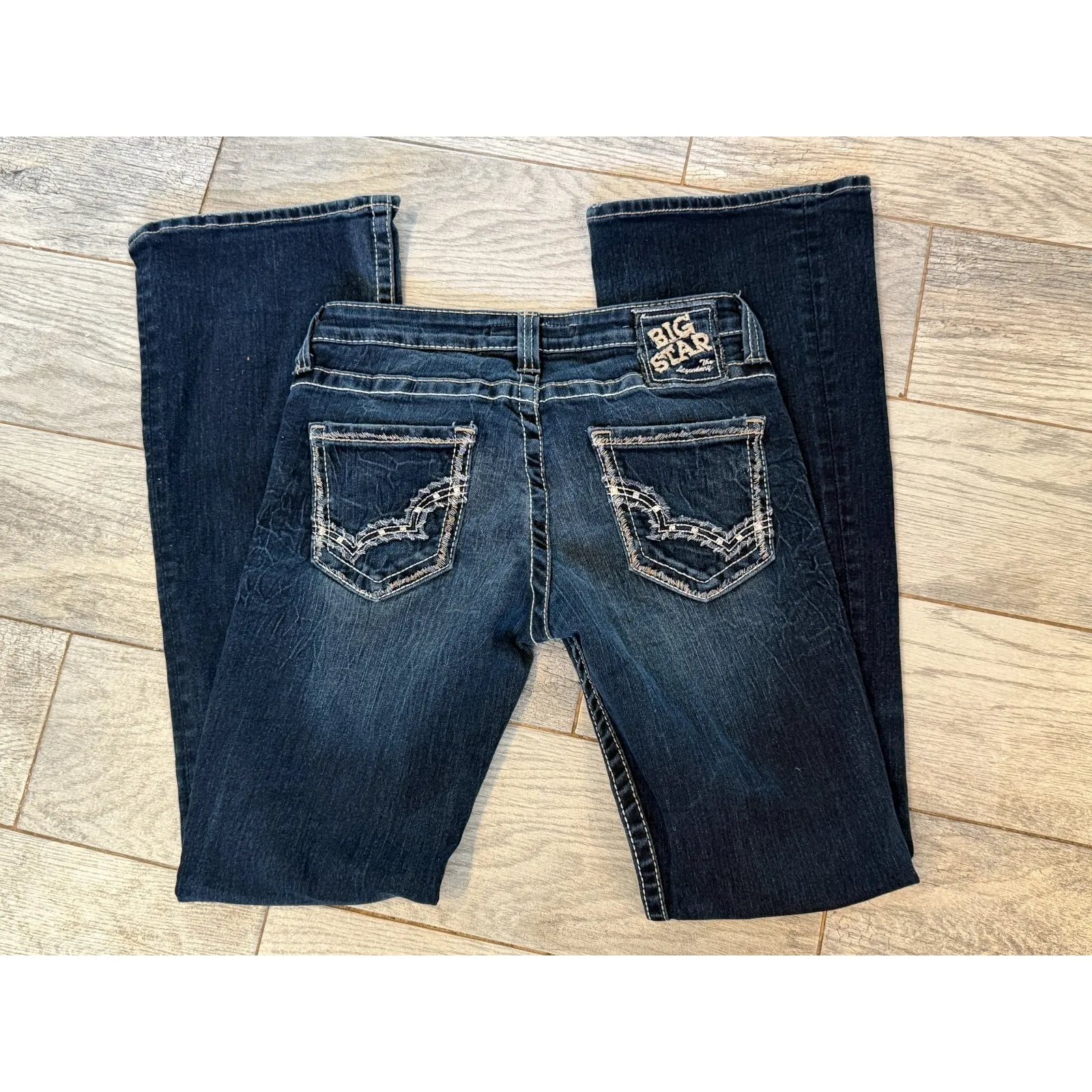 Big Star Sweet Ultra Low Rise Denim jeans size 29 Long Bootcut 29L Jean Western - Image 3