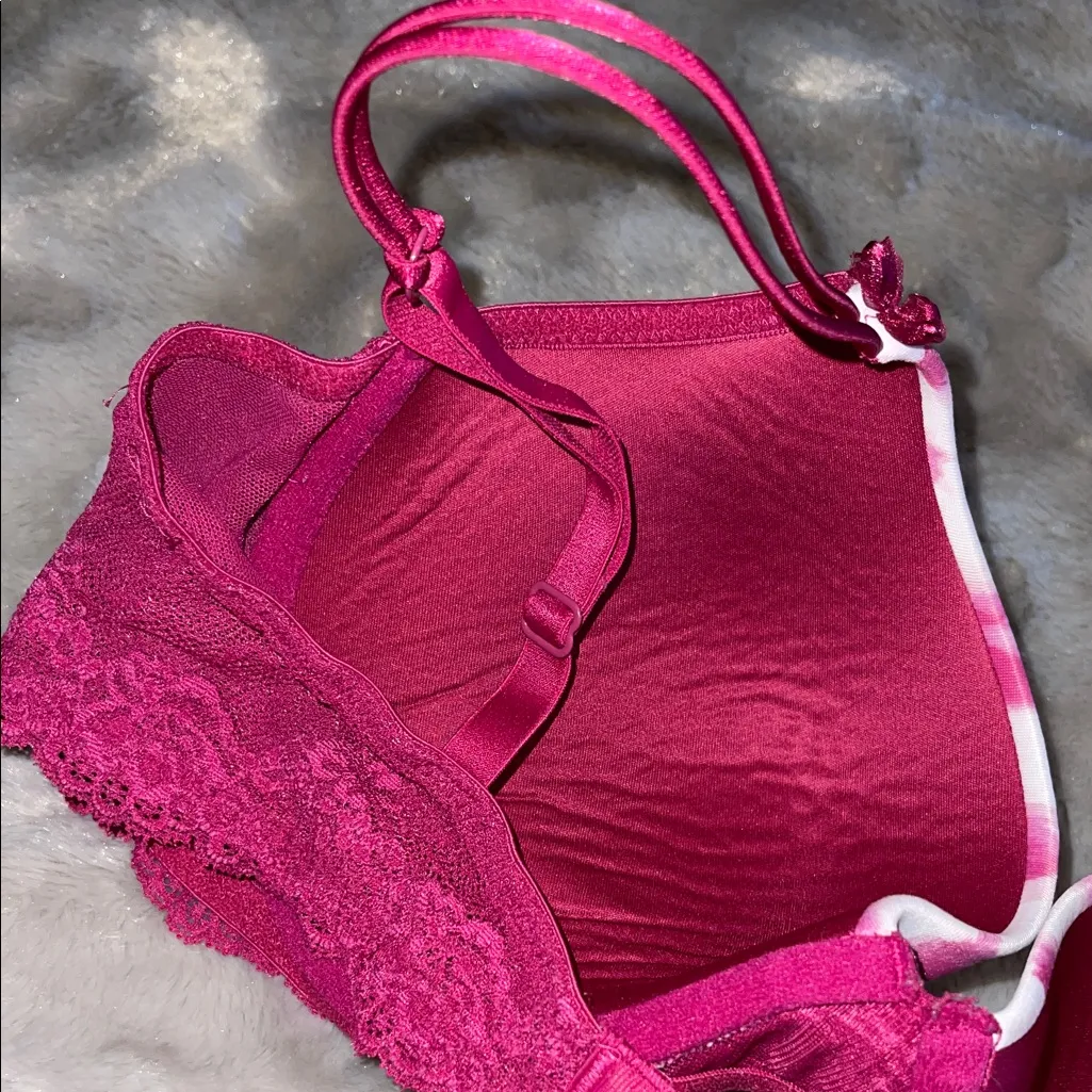 Modern Movement Fuchsia and White Patterned Bra Size 38B GUC Pink - Image 6