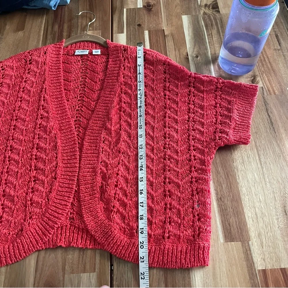 Plus Size Coral Open Cardigan Tangerine Tomato Open Weave  Size 22/24W - Image 6