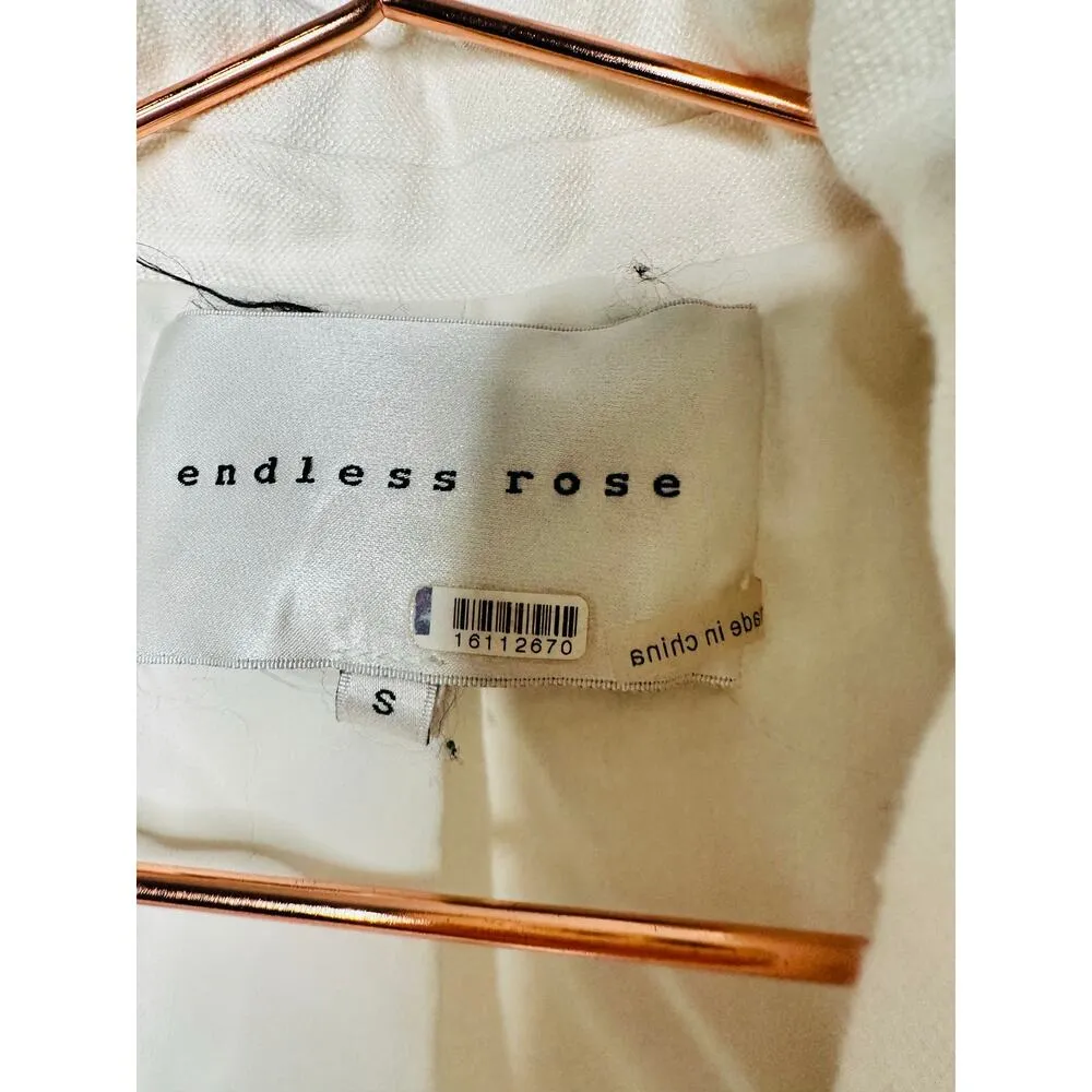 ENDLESS ROSE White Linen Blend Front Button Oversized Vest Blazer Size Small - Image 6