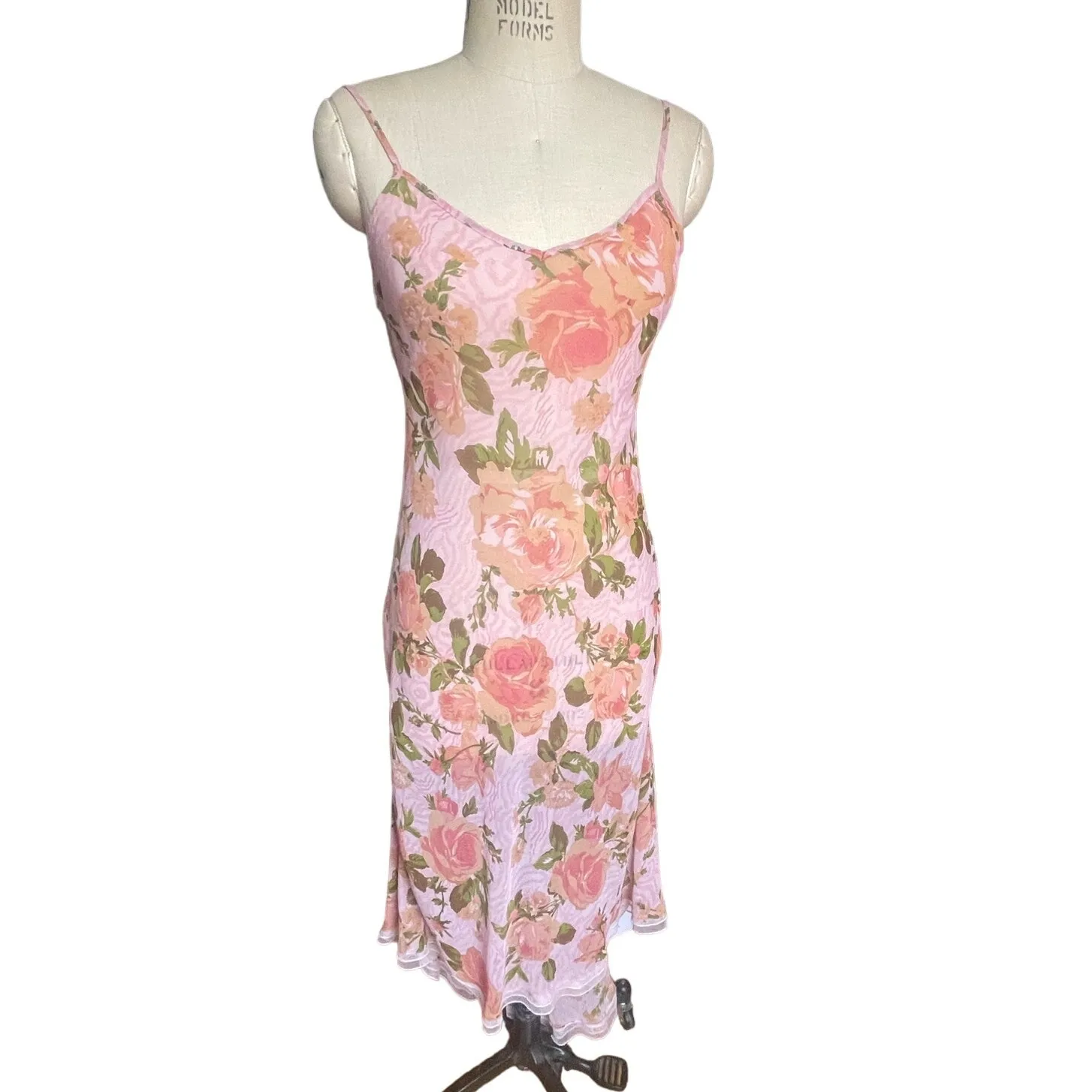 Betsey Johnson x Urban Outfitters Tori 90s Floral Pink Midi Dress Size Small - Image 3