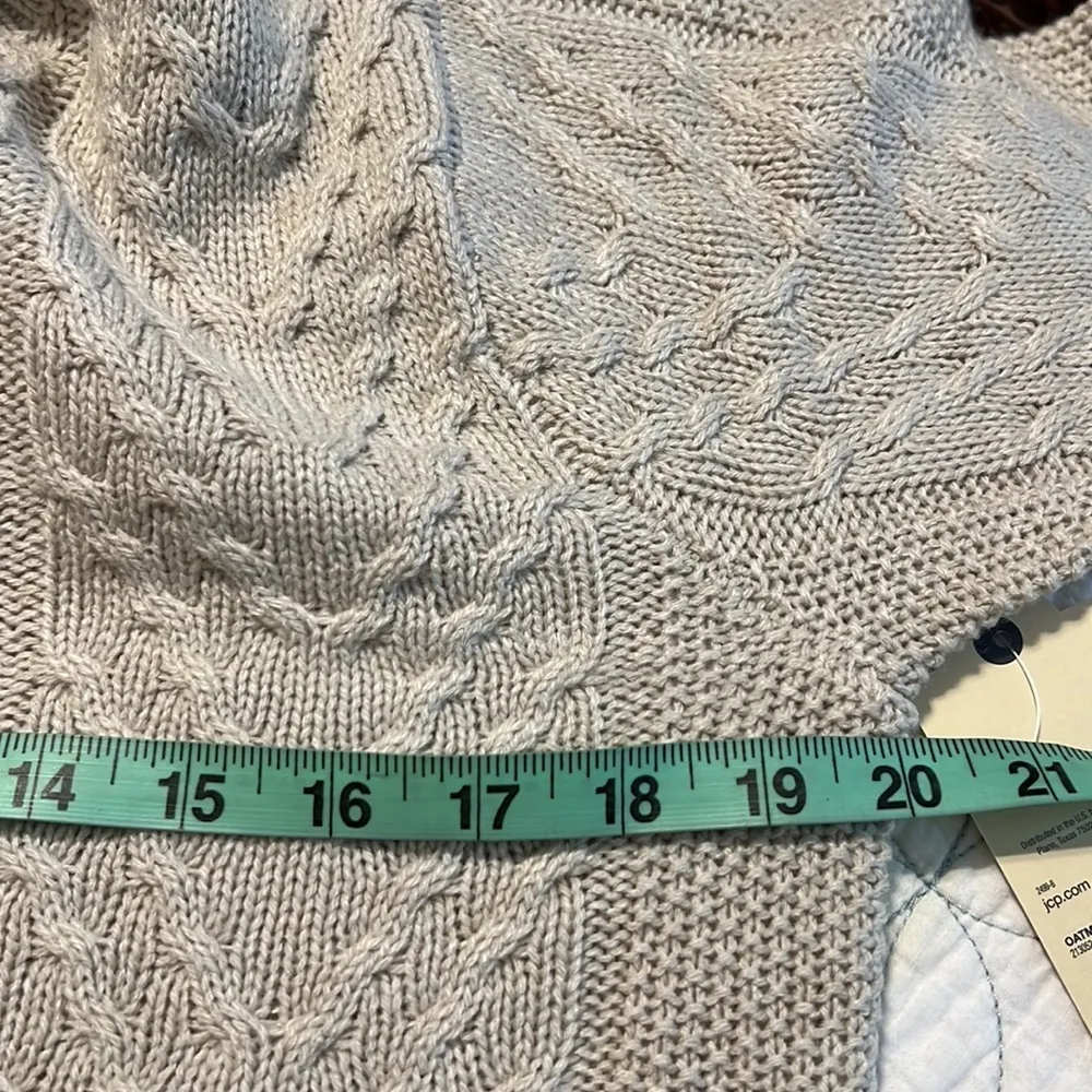 ST JOHN’S BAY medium women’s pullover sweater oatmeal heather long sleeve new - Image 5