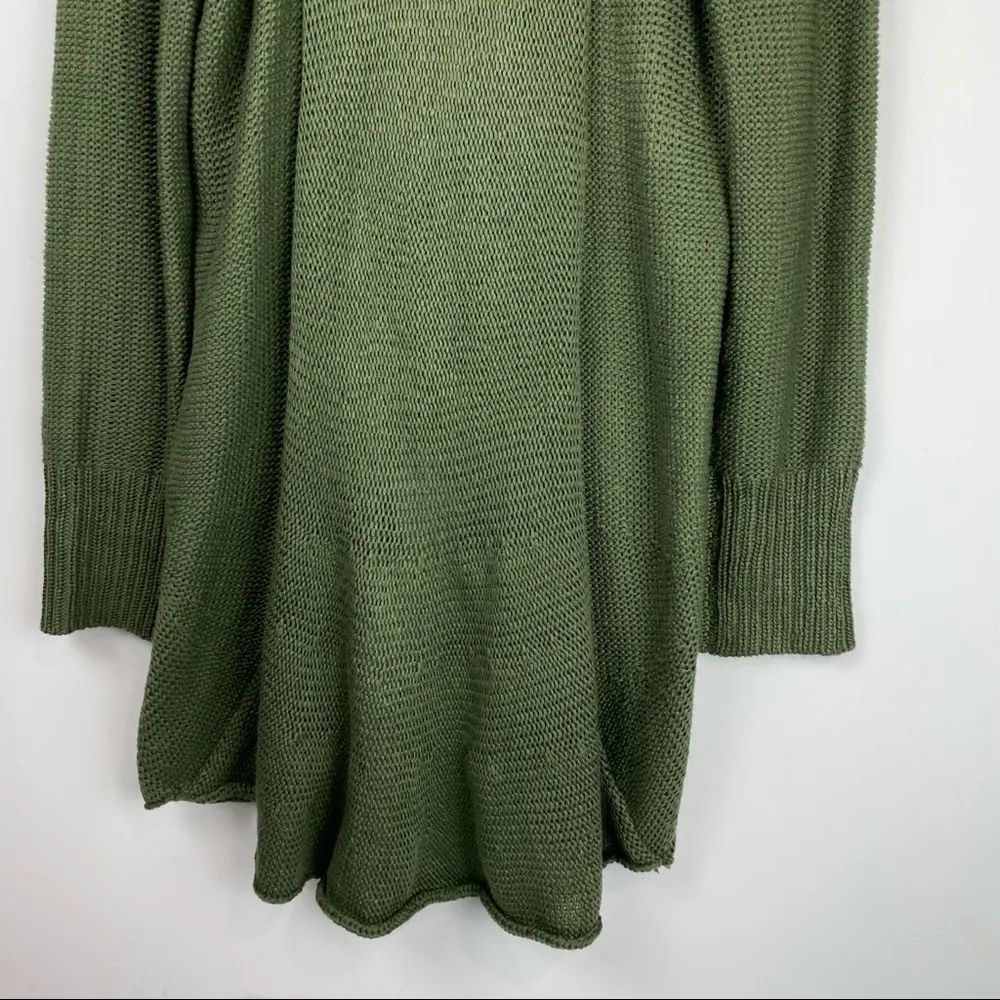 Umgee Sz Medium Green Ruffle Open Front Cardigan Sweater Hook Close Boho Cotton - Image 10