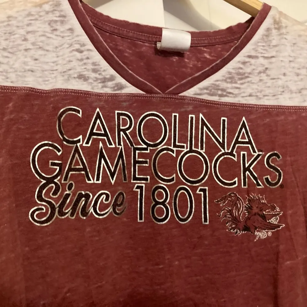 South Carolina Gamecocks Maroon Burnout T Shirt Womens Small 4/6 Rivalry Threads - Image 2
