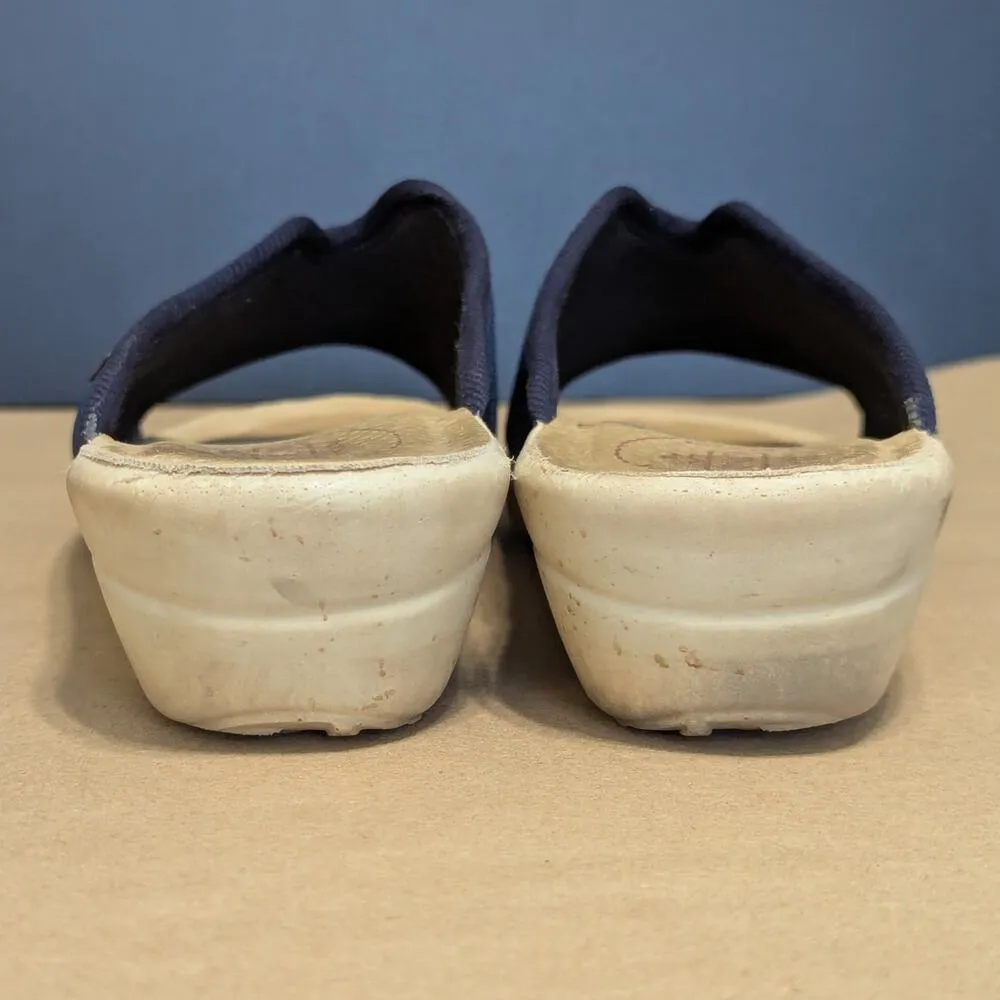 Fly Flot Navy Blue Mesh Comfort Sandals Slip On Mules Open Toe Cushioned SHoes Size 8 - Image 5