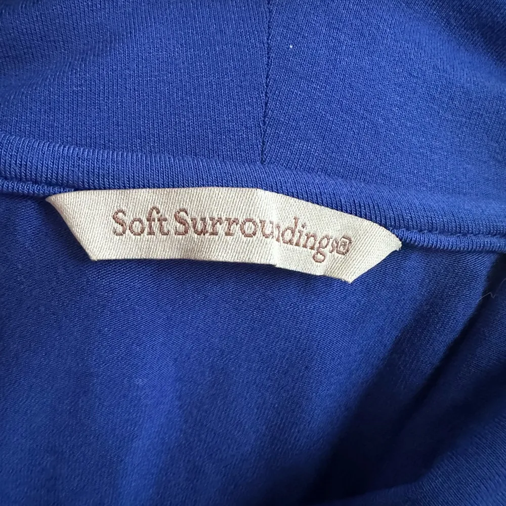 Soft Surroundings Royal Blue Cowl Neck Long Sleeve Shirt Tee Lettuce Hem Layered - Image 5