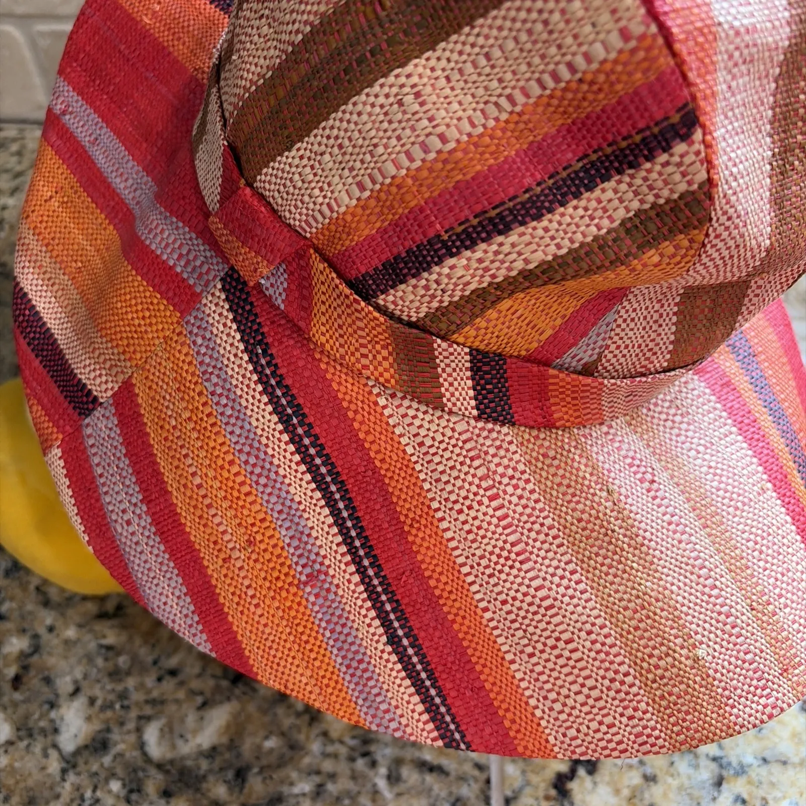 Rafi de Luca Orange Colorful Stripe Straw? Hat Unisex Womens Accessory One Size - Image 7