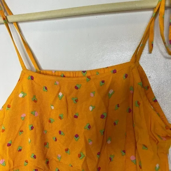 BP Women's Yellow Floral‎ Print Tie Strap Sleeveless Crop Top Tank Size Small - Image 7