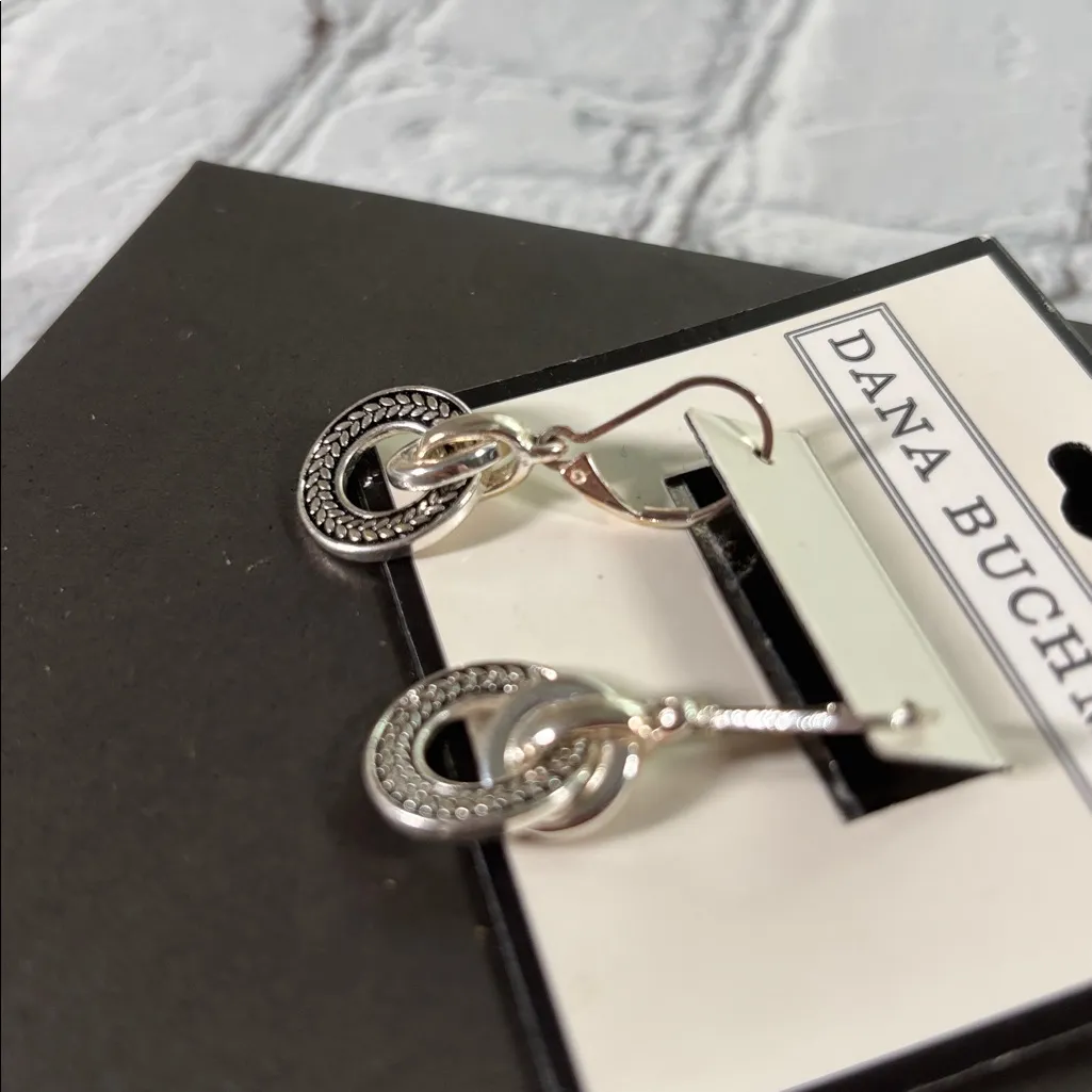 Dana Buchman Silver Toned Lever Back Dangle Earrings New - Image 5