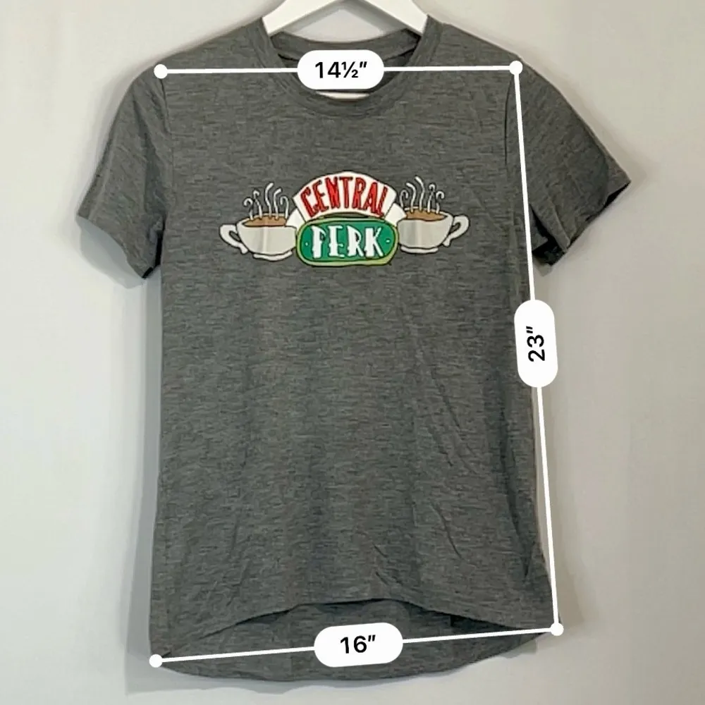 Friends Women’s Central Perk Coffee Graphic T Shirt Short Sleeve Grey Small NWOT Gray - Image 4