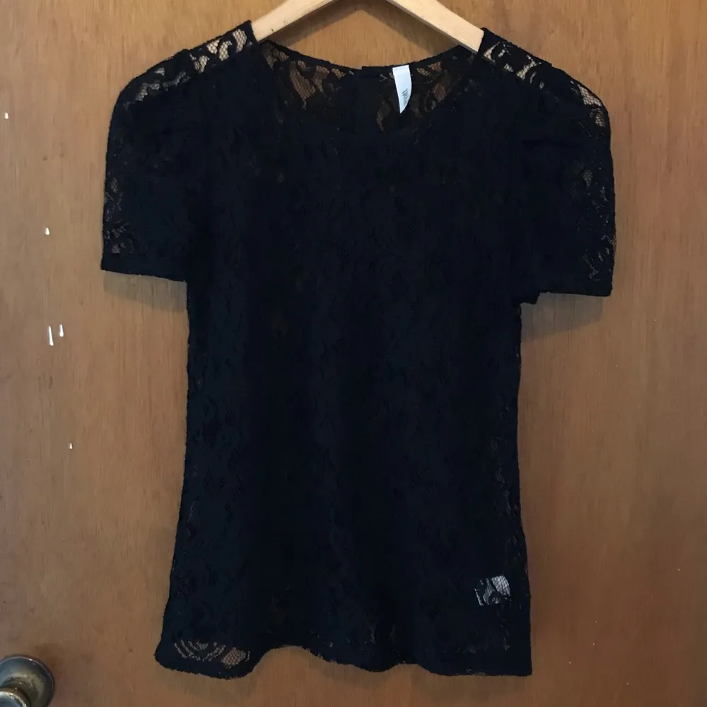 Wyatt Black Lace XS Short Sleeve Top Gothcore wicked sexy sheer alt alternative - Image 2