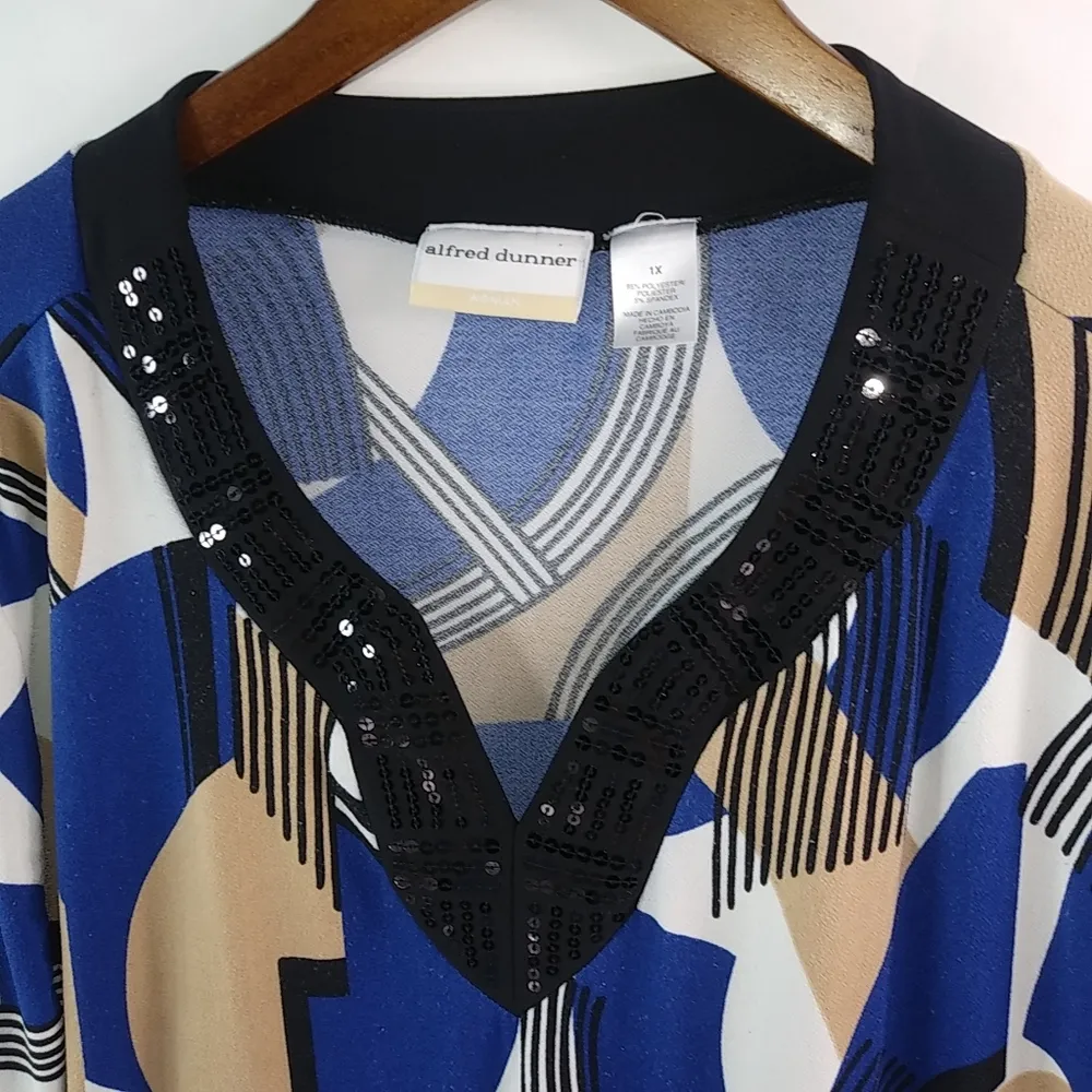 Alfred Dunner 1X Beaded Lapis Gold Top Plus Blue - Image 2